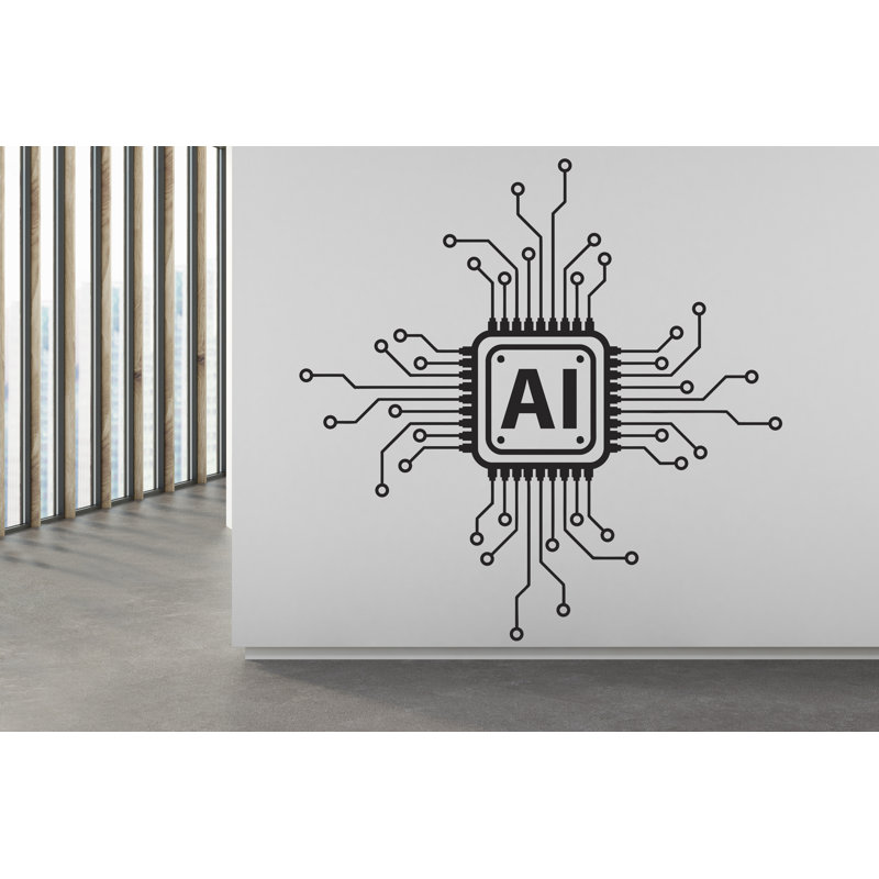 Décalcomanie d'art mural en technologie Technology, H 17 po x l 17 po, Noir