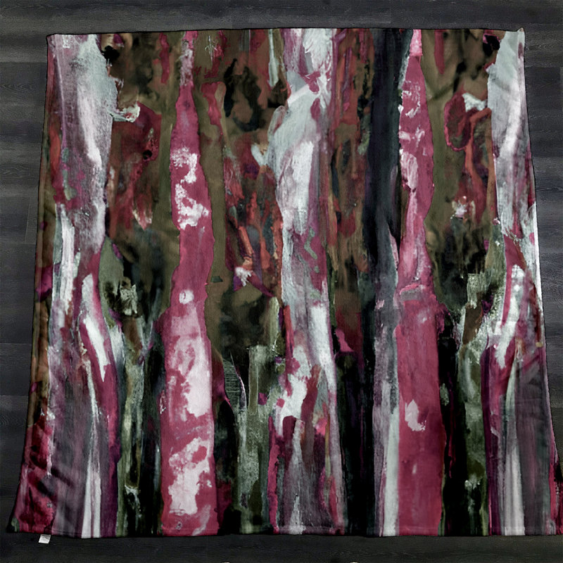 Throw Blanket, 51" W x 60" L, Striped/Abstract, Pink/Green/Gray