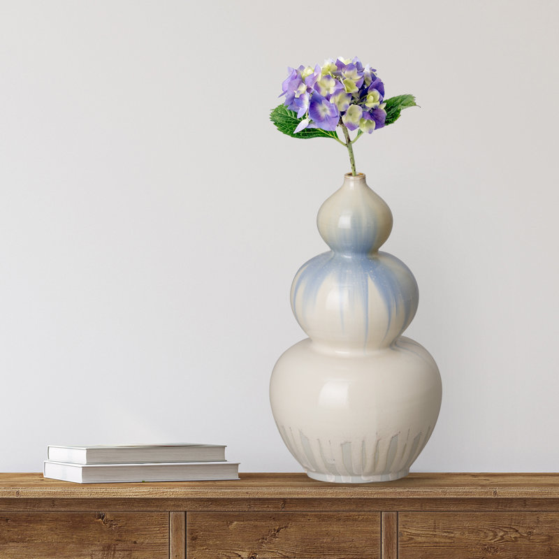 Vase de table intérieur / extérieur bleu / brun clair 17 po