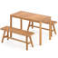 Ensemble de salle à manger de patio en bois d'acacia 3 pièces avec sièges à lattes pour terrasse, pelouse et cour