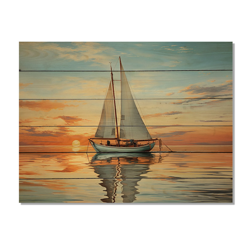 Voilier Nebeker, rythmique, réflexions I sur bois, H 24 po x l 32 po x P 0,78 po