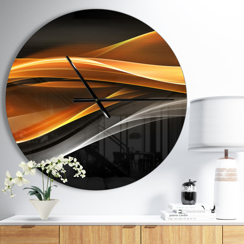 Lignes dorées dorées - Horloge murale moderne, Moyen