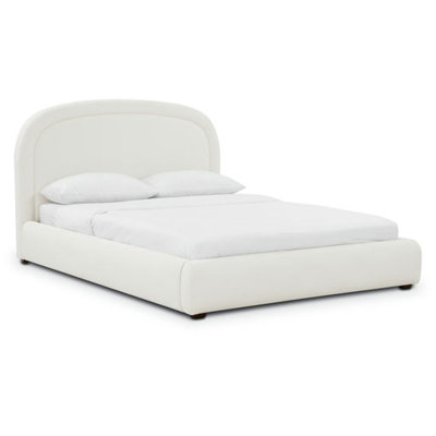 Grand lit Platon en chenille blanc polaire