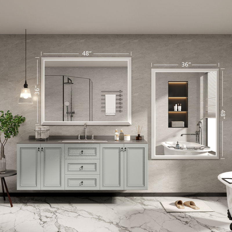 Miroir de meuble-lavabo mural Molly, 48 po x 36 po, Blanc