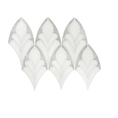 Carrara & Thassos Soft Floral Marble 7-In X 12-In Waterjet Mosaic Floor And Wall Tile(0.6-Sq. Ft/ Piece)