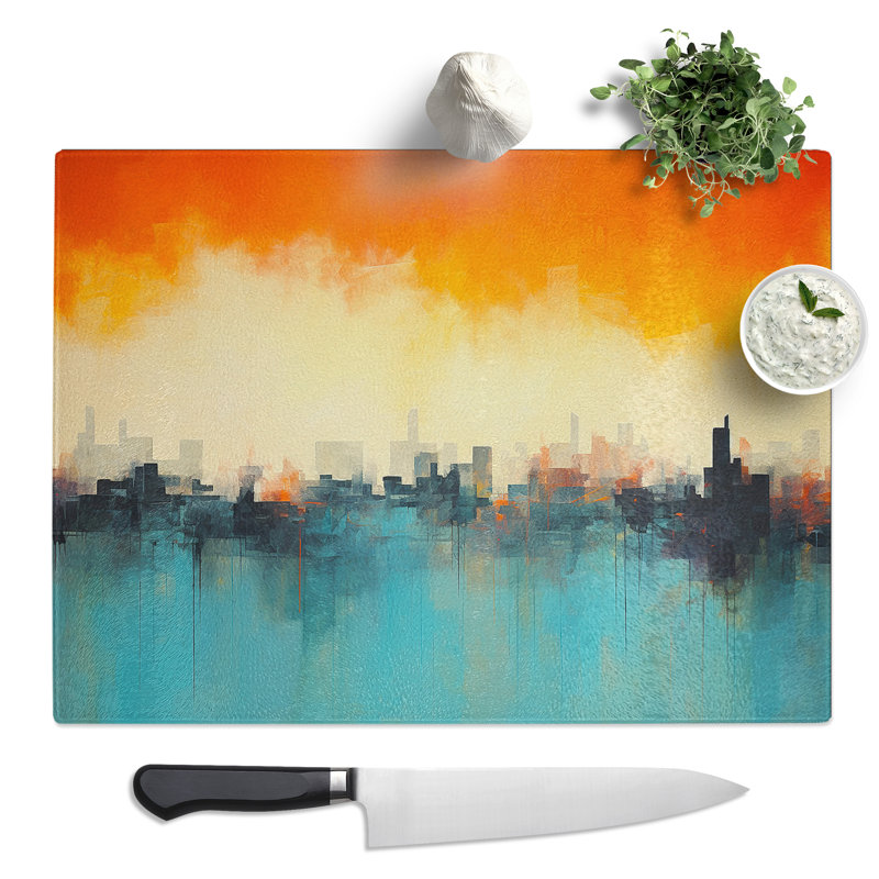 Skyline Minimalism  Glass Chopping Board
