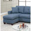 Canapé modulaire réversible en polyfibre bleu capitonné
