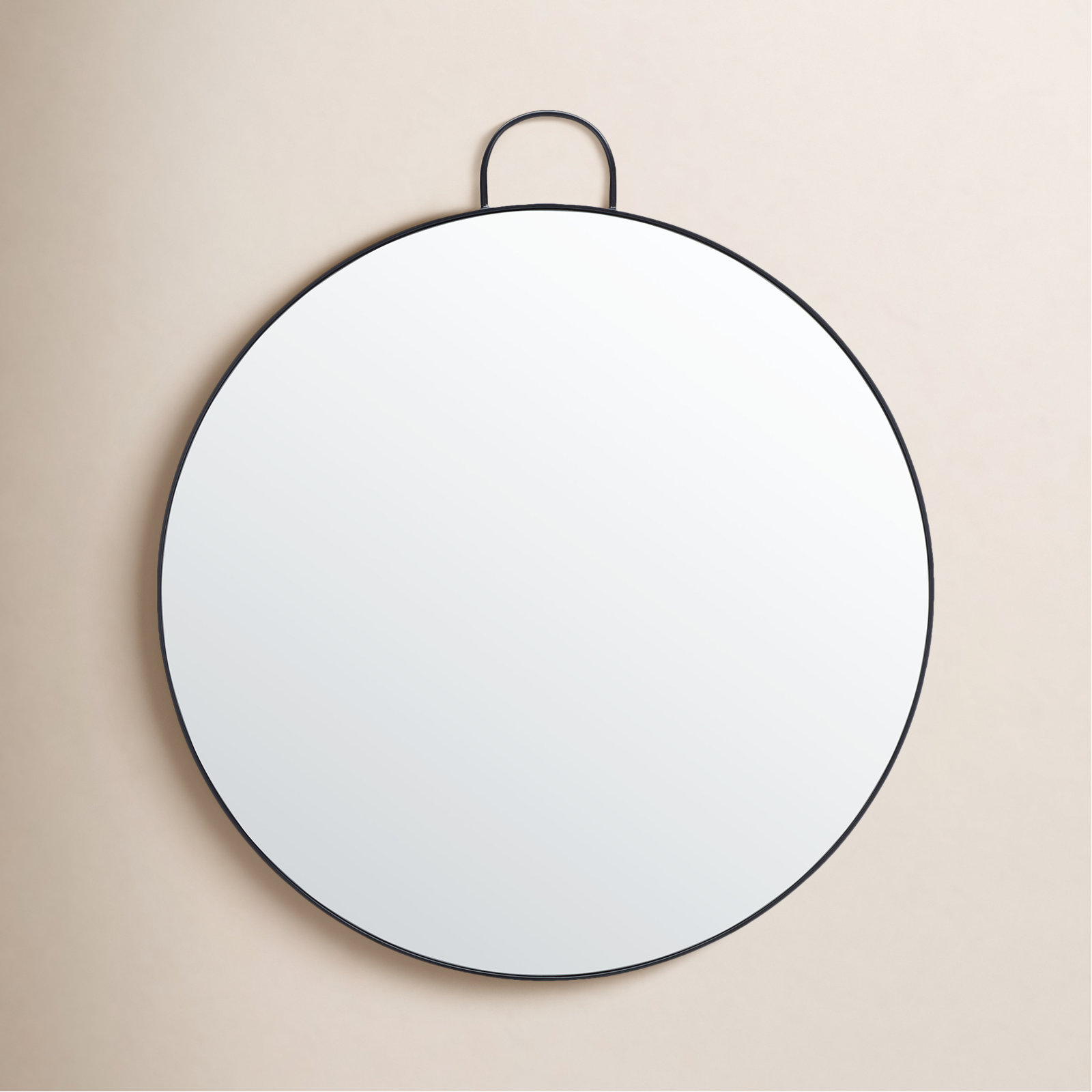 Kathy Metal Round Wall Mirror, Black
