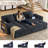 L-shaped Led Sectional Sofa With Adjustable Backrest And Charging Station, Living Room Large Pull Out Sofa Bed Sleeper With Storage Chaise-410924165