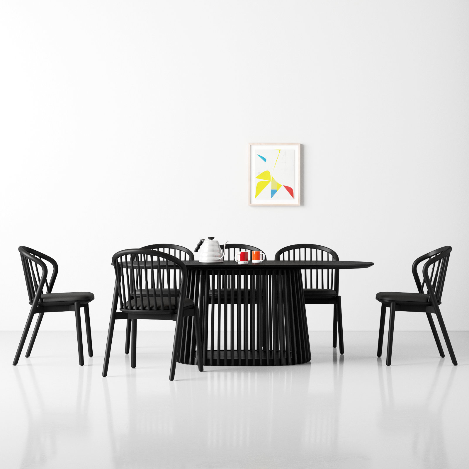 7 - Piece Dining Set, Black, Black