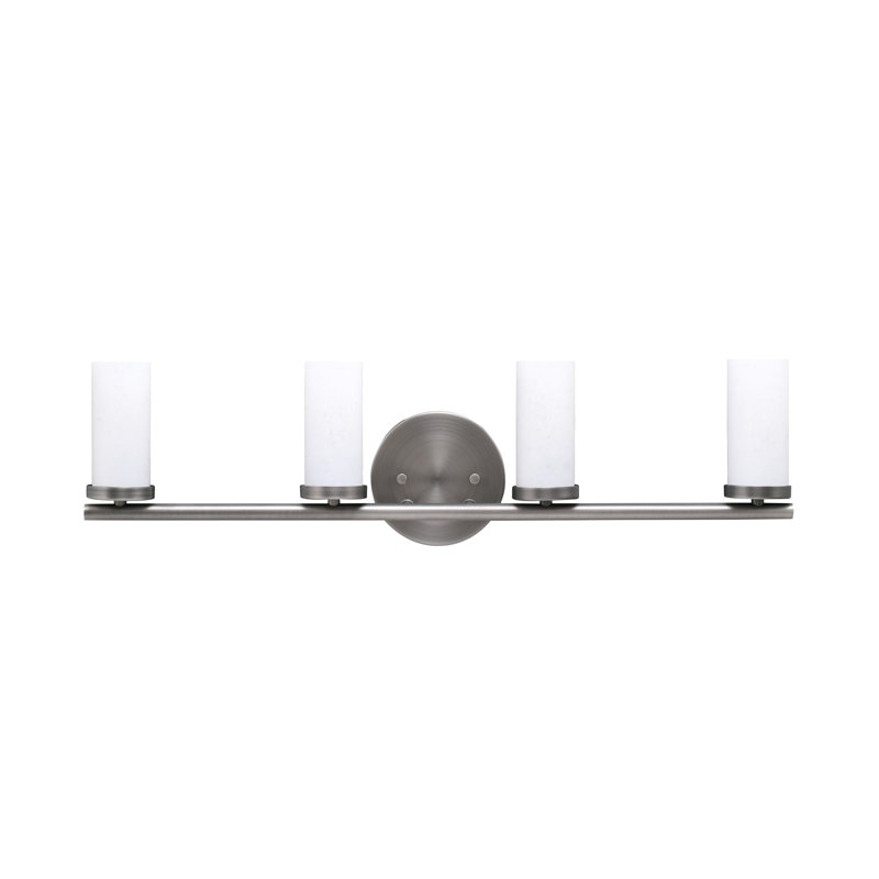 Trinity 4 Light Bath Bar Shown With 2.5" White Muslin Glass, Graphite