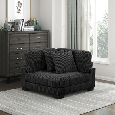 Chaise de coin moderne et contemporaine Brinsley de 45 po avec revêtement en velours côtelé, dossier réglable, ressorts en mousse
