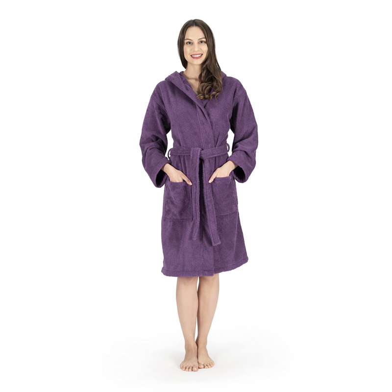 Collection de peignoir unisexe en coton à capuche, S, Mauve