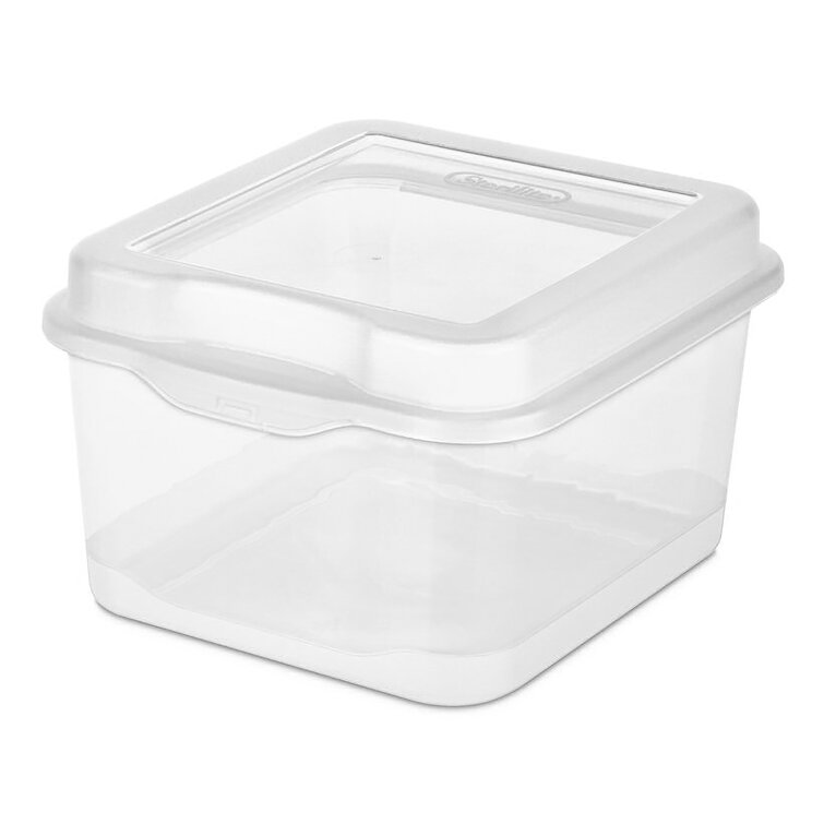 Sterilite Large Nesting ShowOffs, Stackable Small Storage Bin with Latching  Lid and Handle, Plastic Container to Organize Office Files, Clear, 6-Pack