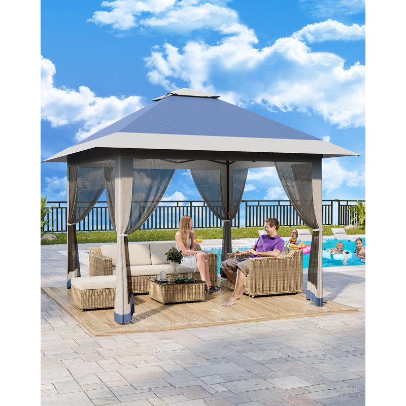 13x13FT Pop-Up Gazebo w/ Mosquito Netting - Height-Adjustable Canopy, UPF 50+ Sun & WaterProof, Rustproof Steel Frame, Tool-Free Setup,  for Patio/BY Parties, Weddings, Dining - Includes Carry Bag
