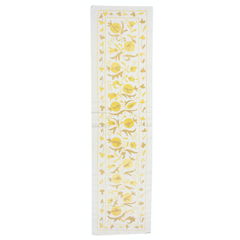 Chemin de table 19 x 71 po Suspension murale en coton. Nappe jaune Décoration murale moderne