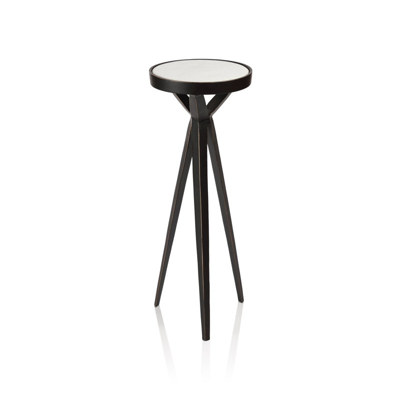 Table basse en aluminium avec plateau en marbre Adhara, H 20,5 po x l 9,5 po x P 9,5 po