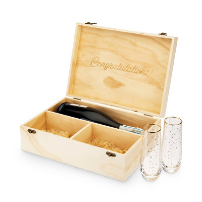 Boîte à champagne en bois avec flûtes Celebrate