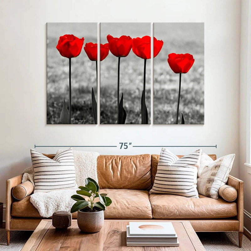 Harnek Five Red Tulips, 42" H x 65" W