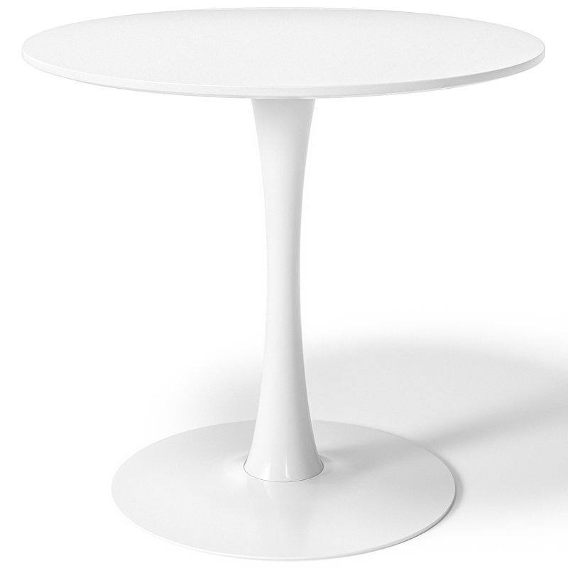 Table de salle à manger à piédestal, H 29,1 po x L 31,5 po x l 31,5 po, Blanc