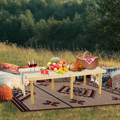 Portable Boho Low Picnic Table for Indoor Outdoor