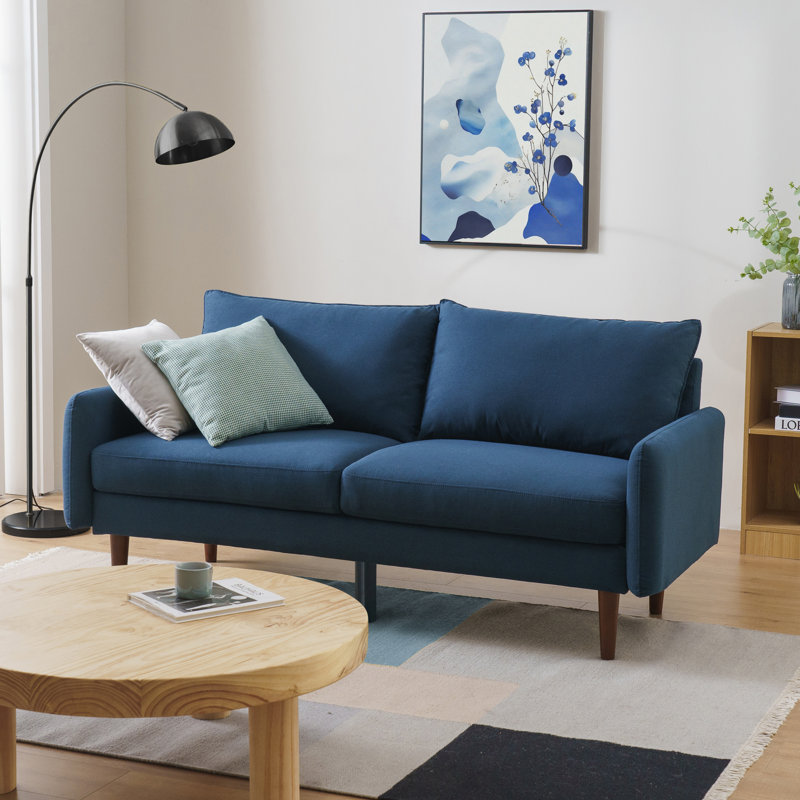 Cartlin 70.1" Upholstered Mid-Century Modern Sofa, Light Gray