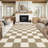 Modern Checkerboard Machine Washable Rug Non Slip, Soft Non Shedding Carpet, Foldable Low Pile Floor Covering, Indoor Printed Accent Mat for Living Room Bedroom-1034424316
