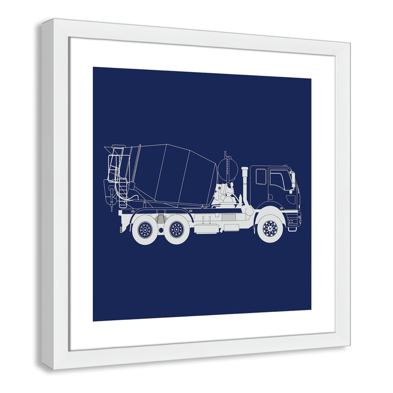 Camions Camions 1, art encadré, H 22,5 po x l 22,5 po x P 0,6 po, Encadré plat blanc