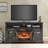 60 Inch Electric Fireplace Entertainment Center With Door Sensor-Dark Rustic Oak-1838639261