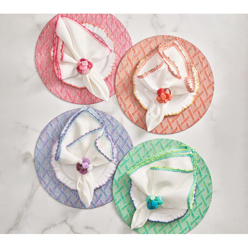 Basketweave Placemat, Marine/Lime