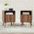 Modern Wood Nightstand with cupboard and open shelves(set of 2)-1427338741