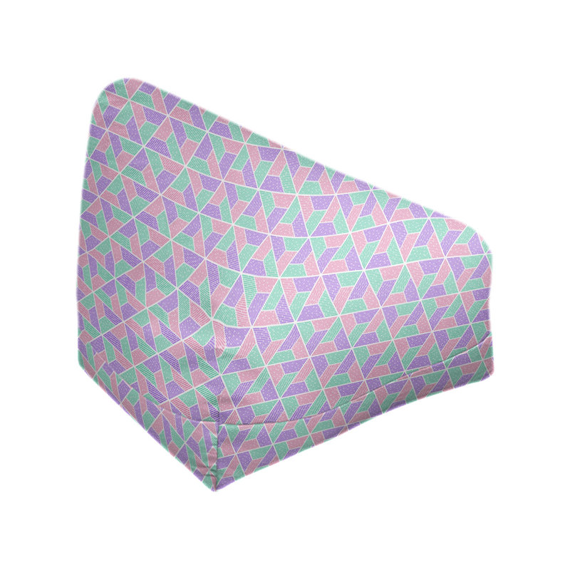 Fauteuil à billes Leffel, H 38 po x L 42 po x P 29 po, Pouf fauteuil, Vert marin/rose chaud/bleu ardoise