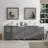  Modern 84" Freestanding Double Sink Bathroom Vanity with Engineered Marble Top and Matching Mirrors-27042766
