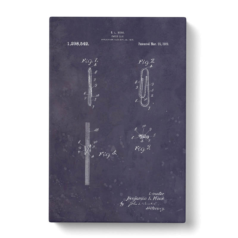 Paper Clip Dark - Wrapped Canvas, 76cm H x 50cm W x 3cm D