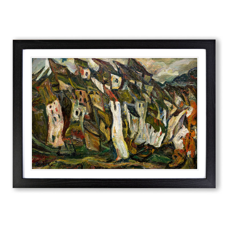 Houses by Chaim Soutine - Picture Frame Painting, 36cm H x 48cm W x 2cm D, Black Framed
