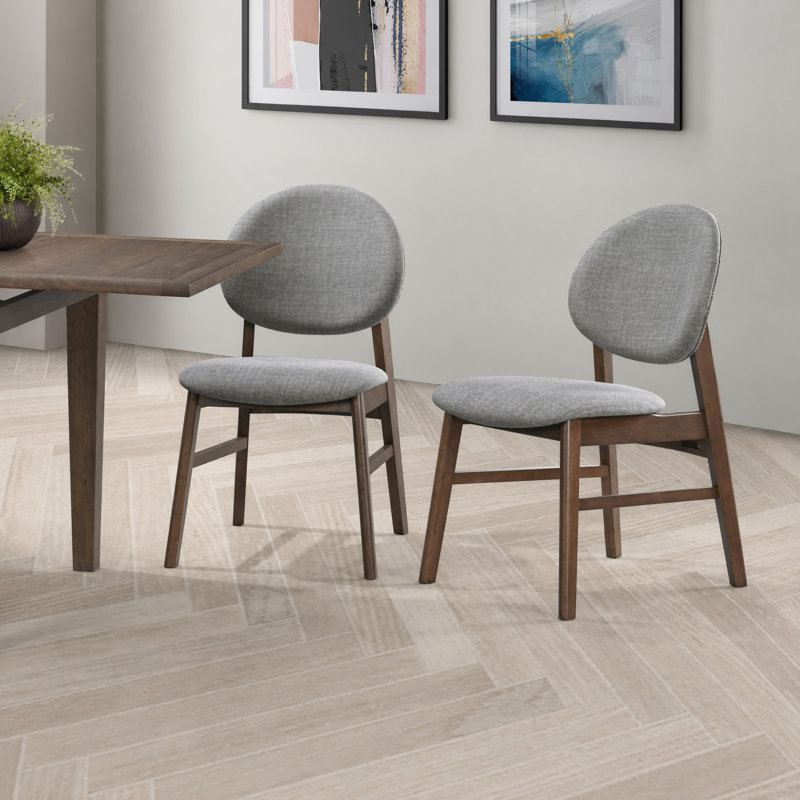 Chaise rembourrée en bois massif, Gris, Noyer