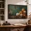 «Lit Jack O Lanterns and Candles on Green», art texturé sur toile d'Halloween-43458141