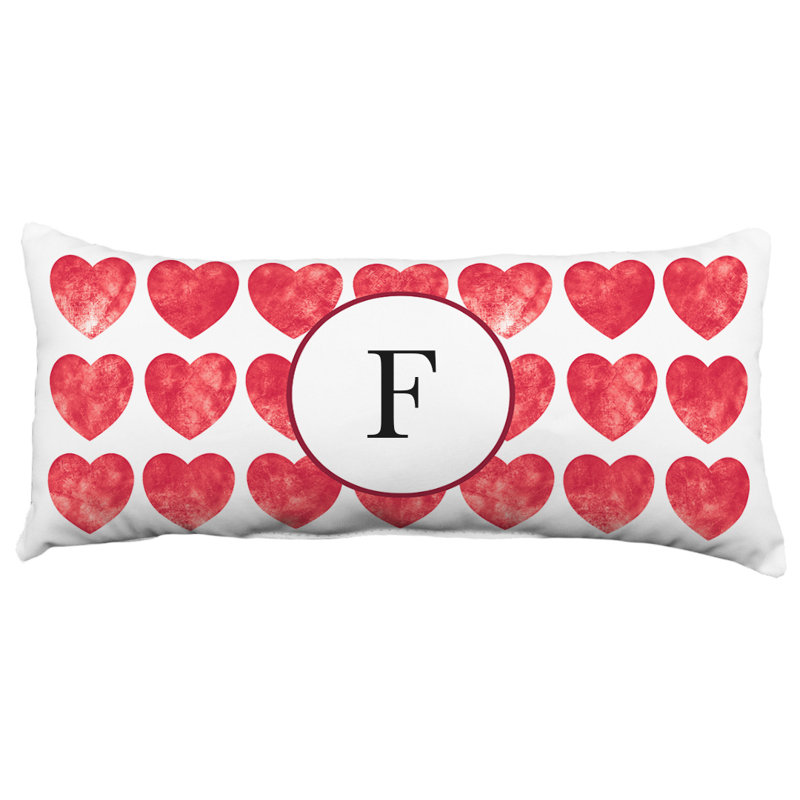 Housse et insert de coussin à double face en forme de cœur monogramme, F