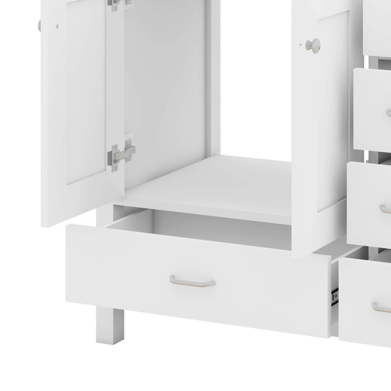 Meuble-lavabo 36 po avec lavabo en céramique, meuble-lavabo avec 5 tiroirs à fermeture en douceur et 2 portes à fermeture en douceur