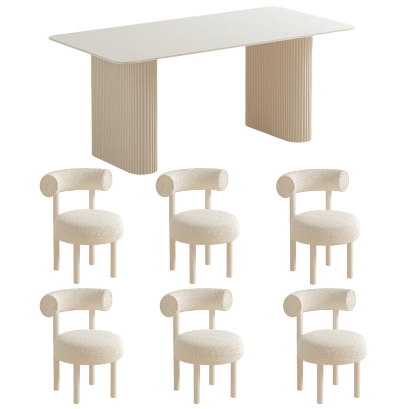 Ensemble de table et chaises de style crème, H 29,52 po x L 62,99 po x l 31,49 po
