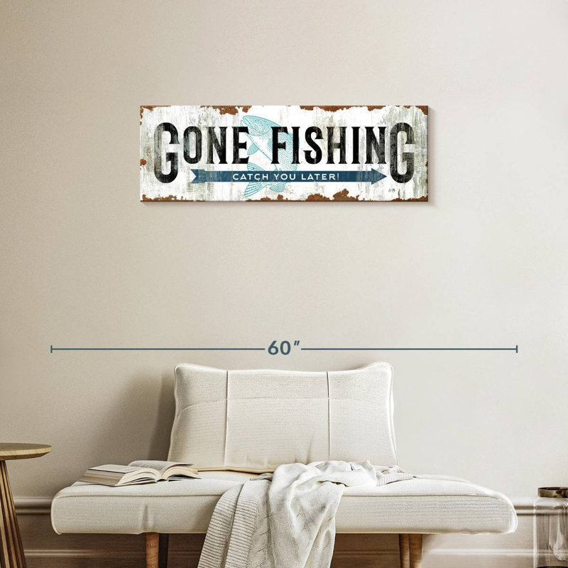 «Gone Fishing», impression sur toile, H 12 po x l 36 po x P 1,25 po