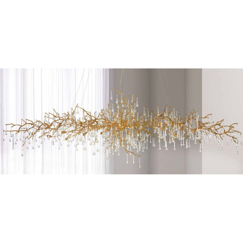 Lustre Light Bijout Branches, Or antique, Couleurs mélangées, 98” Length x 33" Wide x 38" Height