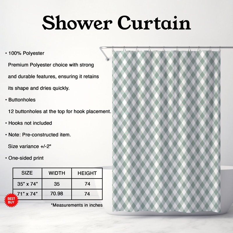 Rideau de douche Graceful Grid - Premium, H 74 po x l 71 po