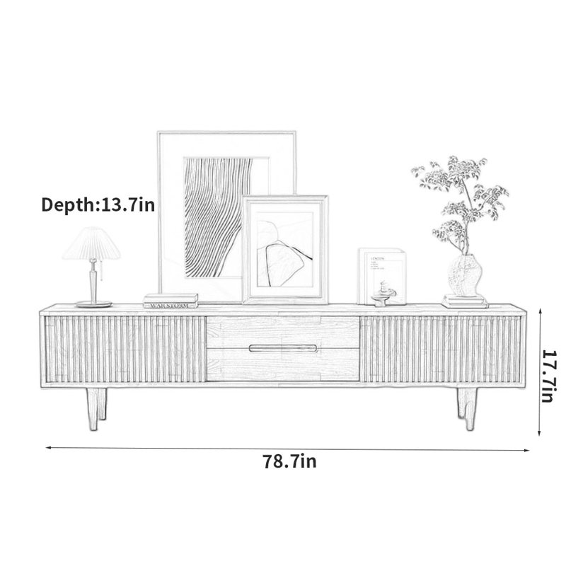 Crédence de rangement simple en bois massif 78,7 W, Brun orangé