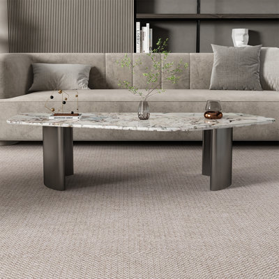 Unique-shaped minimalist marble coffee table