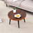 Round Coffee Table - 23.6 Inches Wide, Suction Molding Process, Material, Walnut Color Design, Black Metal Legs, Waterproof, Adjustable Feet Inches, And Robust, Texture, Color, Leg, For Leveling