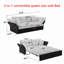 Canapé-lit escamotable, canapé-lit capitonné convertible 3 en 1 avec 2 coussins moelleux, causeuse en velours multifonctionnelle