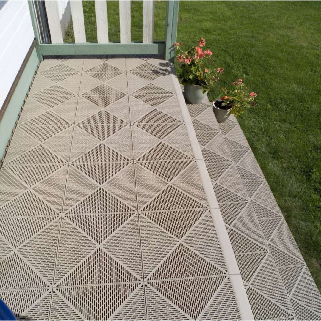 Mats Inc. 14.9'' W x 14.9'' L Garage Flooring Drain Tiles in Sand Mats Inc.