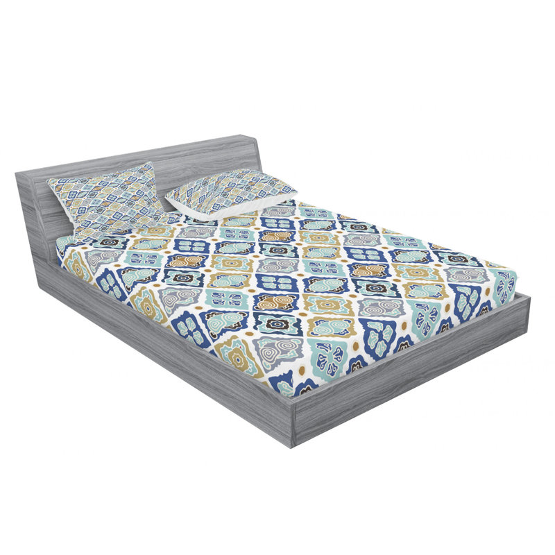Microfiber Floral Sheet Set, Queen Sheet Set with Fitted Sheet