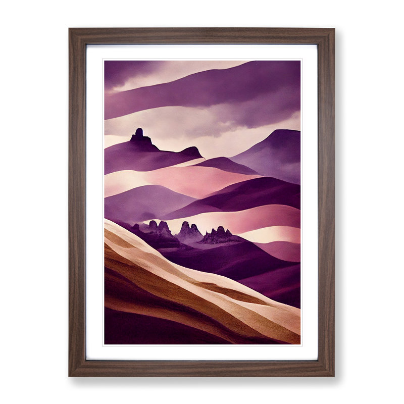 Surreal Abstract Mountain Landscape No.4 - Single Picture Frame Print, Walnut Framed, 34cm H x 25cm W x 2cm D